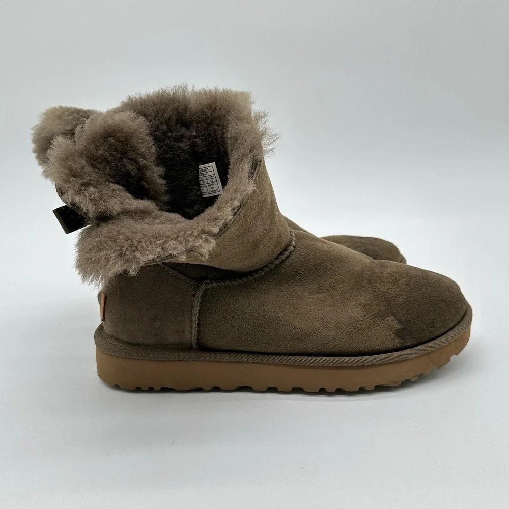 UGG Boots Womens 8 Bailey Bow II Winter‎ Snow Brown Suede Pull On 1016501 Y2K
